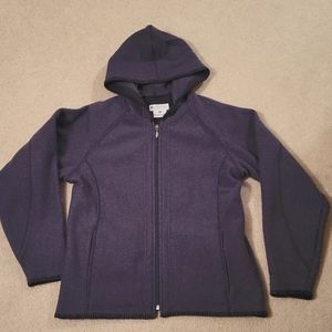 Columbia 100% wool zip hooded jacket size L
